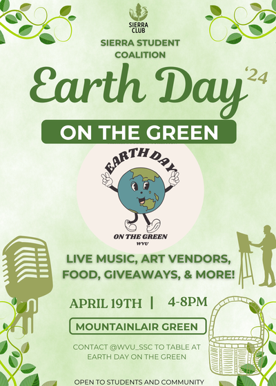 Poster advertising Earth Day on the Green Event on April 19 2024