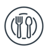 Fork and Spoon on Plate Icon