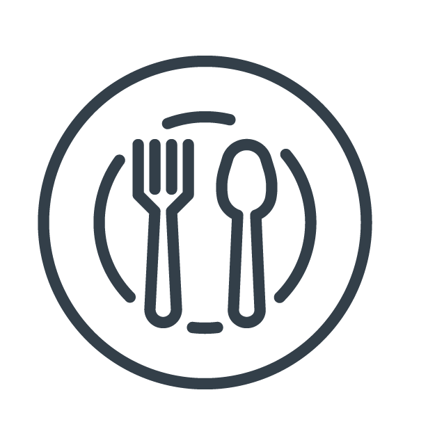 Fork and Spoon on Plate Icon