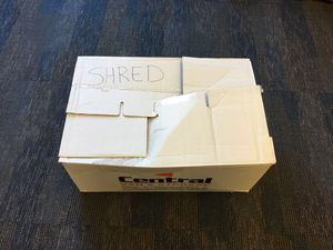 Correct packaging of documents-box closed and clearly labeled